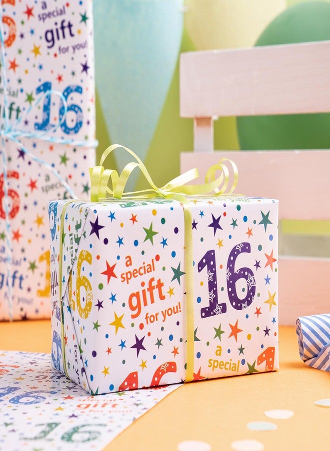 ورق تغليف هدايا عيد الميلاد من راباهوليك - 6 أوراق بتصميم ملون لعيد الميلاد السادس عشر، مطوية بشكل مسطح للحفلات وحفلات استقبال المولود - 19.7 بوصة × 27.5 بوصة لكل ورقة - Image 3